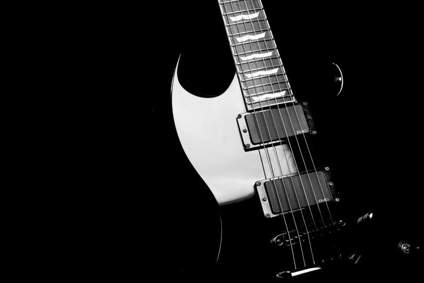 Black White Guitar HD Wallpaper