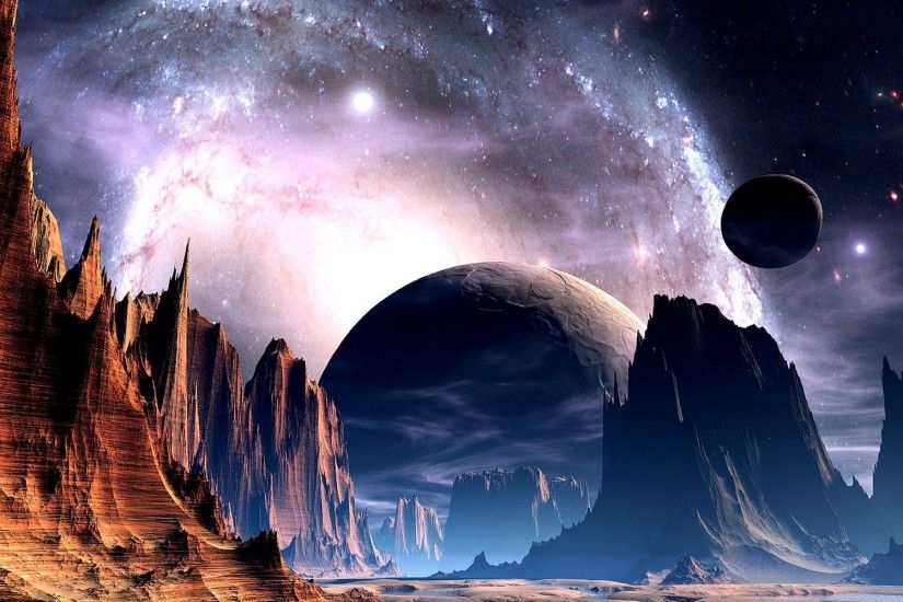 sci fi science fiction planets alien sky stars nebula galaxy space .