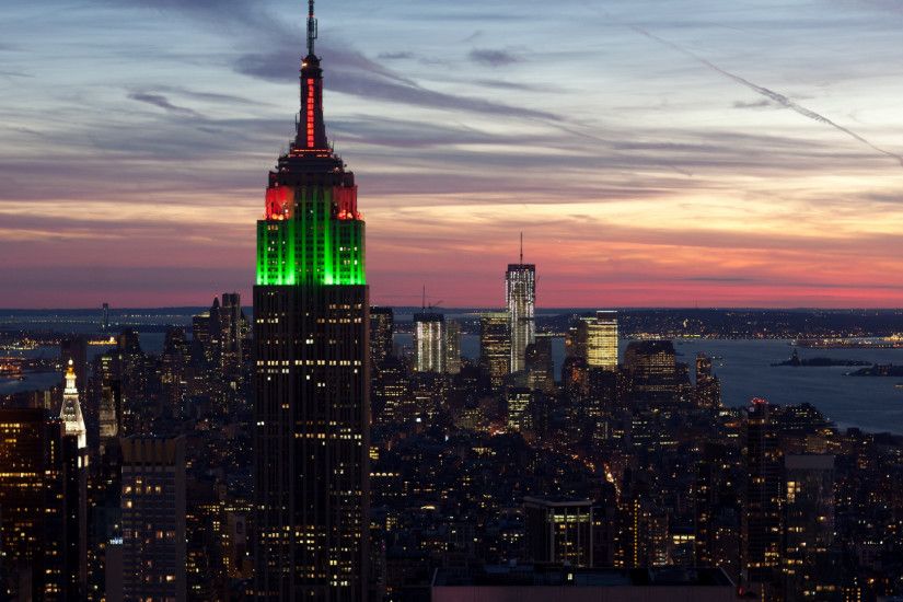 1920x1080 Wallpaper city, new york, empire state building, sunset
