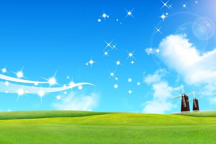 1920x1080 Hd beautiful cartoon blue sky and grassland backgrounds wide  wallpapers:1280x800,1440x900,