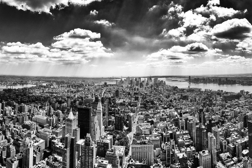 1920x1080 Wallpaper new york, top view, overview, view, black white