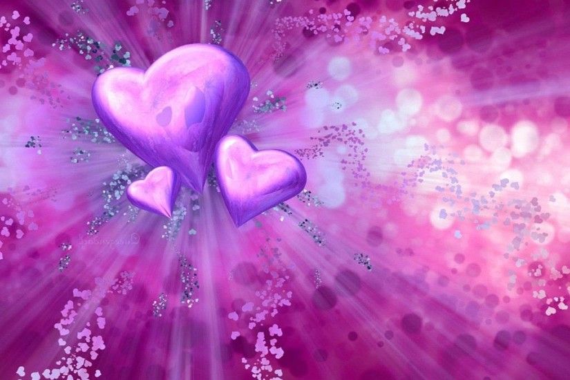 3d love heart purple wallpaper