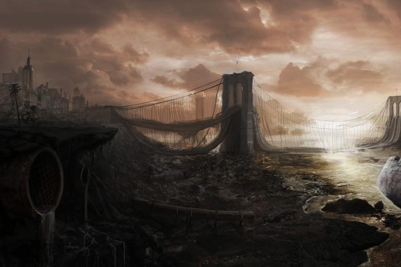 Apocalyptic brooklyn bridge Wallpaper HD