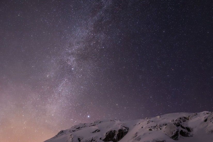 Starry night mountain amazing beautiful snow wallpaper