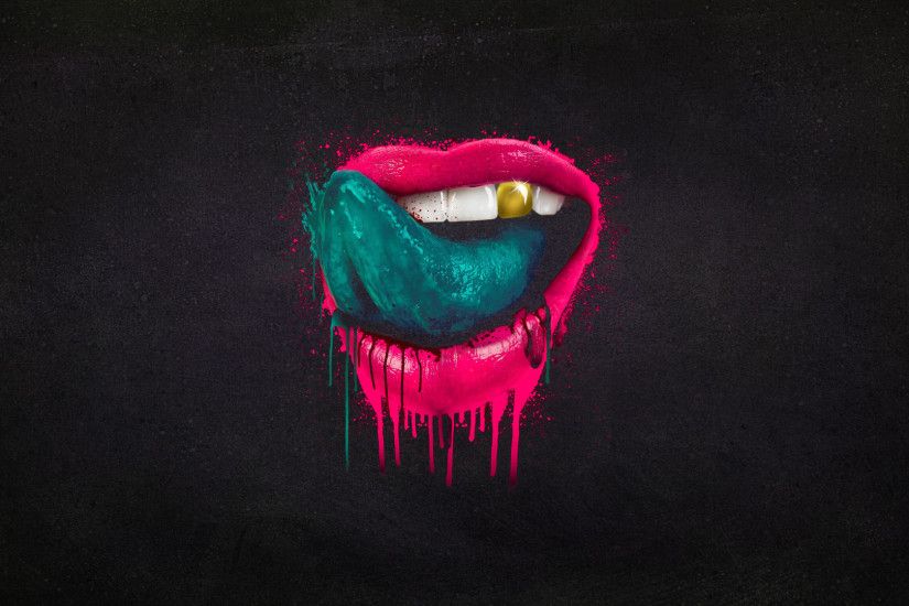 Mouth Tongue Splatter lips paint wallpaper