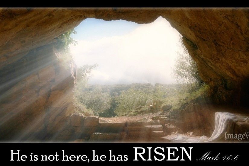 empty tomb, open, easter Sunday, he has risen, quote, background,