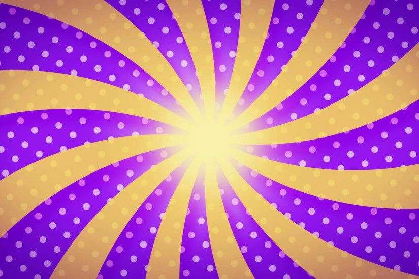 golden Twisted Sunburst rotating over purple background With white Dots  Pattern seamless loop for your logo or text. colorful cartoon retro  pinwheel, ...