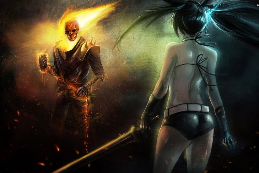 Black Rock Shooter Against Ghost Rider
