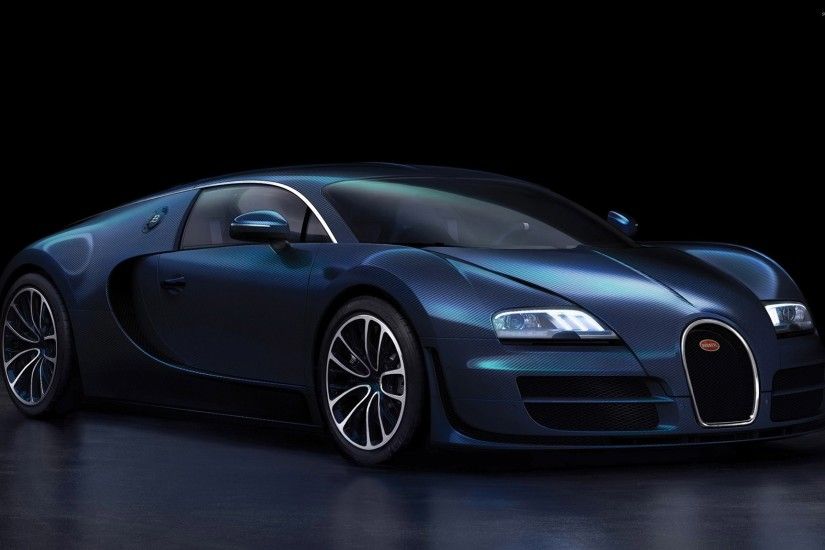 Dark blue Bugatti Veyron front side view wallpaper