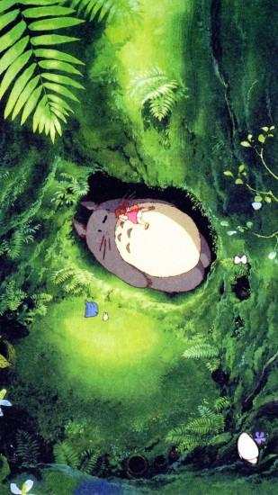 Japan Totoro Art Green Anime Illustration iPhone 6 wallpaper