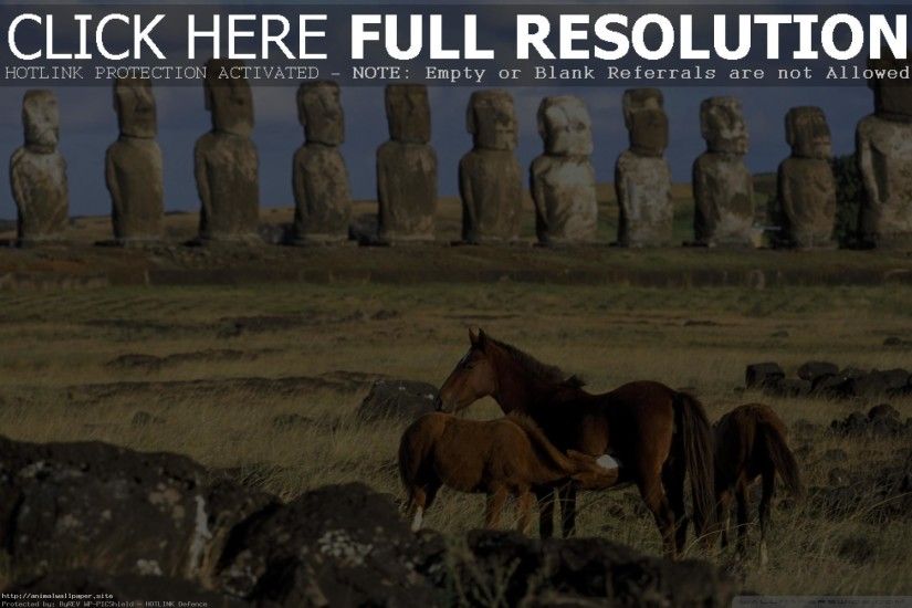 Great Horses Of Easter Island Chile Wallpaper