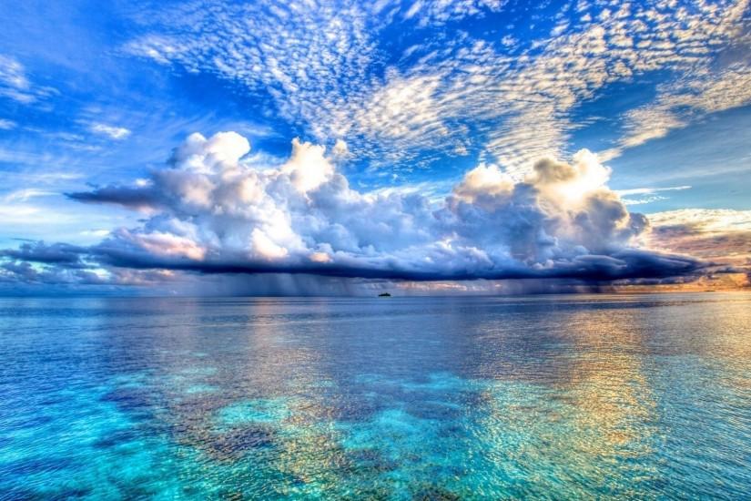 Nature blue sea and clouds backgrounds wallpapers HD.