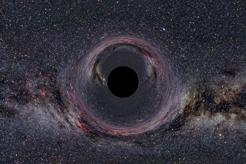 A simulated black hole against the background of the Milky Way