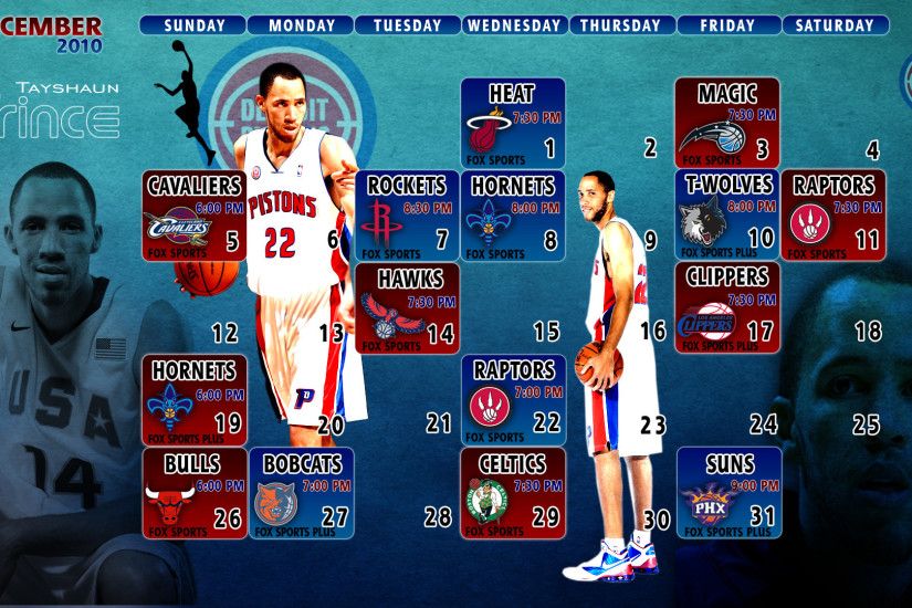 Detroit Pistons December 2010 Schedule Wallpaper