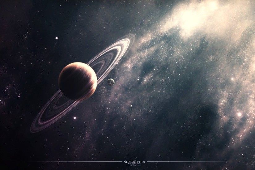 space planet rings nebula star wallpaper background