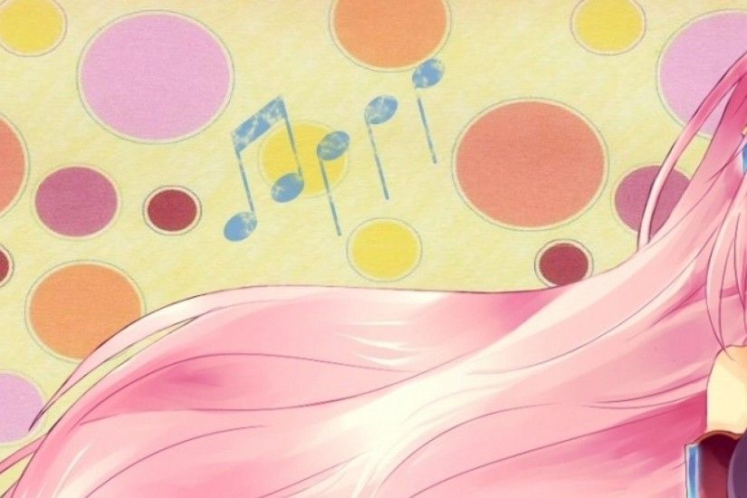 3840x1200 Wallpaper megurine luka, girl, pink hair, belly button,  headphone, microphone