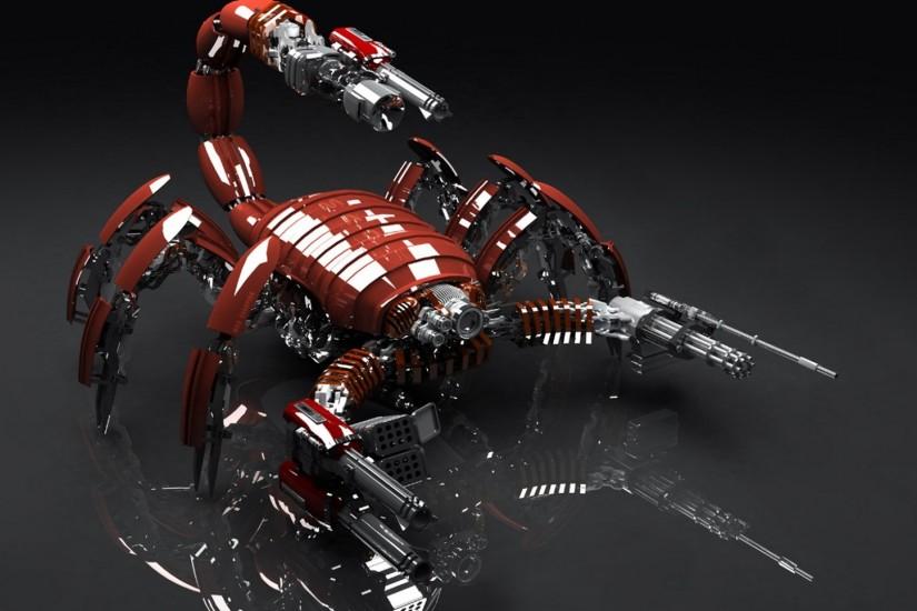 3d red scorpion robot wallpaper