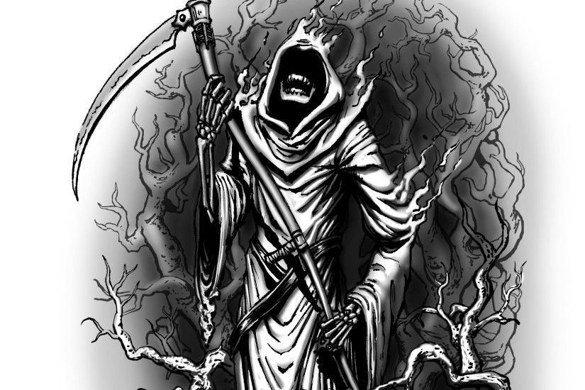 pin Drawn grim reaper skeleton #9