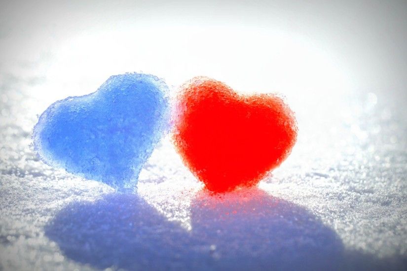 Blue Red Snow Hearts Wallpapers