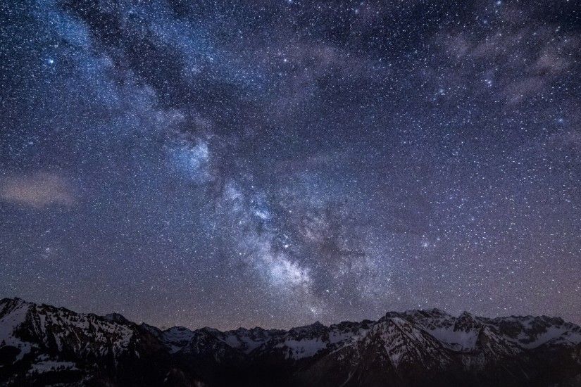 Preview wallpaper milky way, stars, mountains, night, germany, bavaria, sky