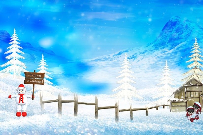 Merry Christmas beautiful snow scene wallpaper 1920x1080 Full HD