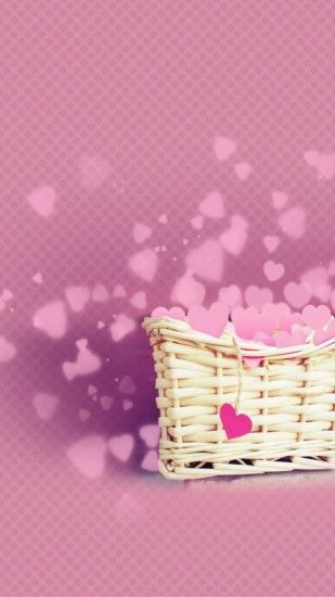 Love Basket Pink Hearts Android Wallpaper ...