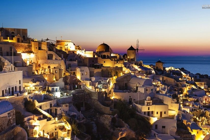 Greece Beaches At Night Â· Hd Wallpaper Santorini ...