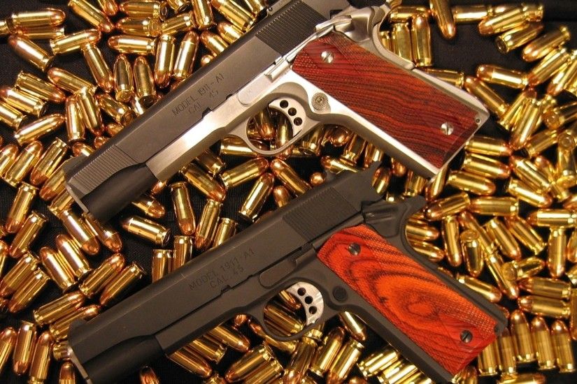 Preview wallpaper pistol, bullet, gun, gold 1920x1080