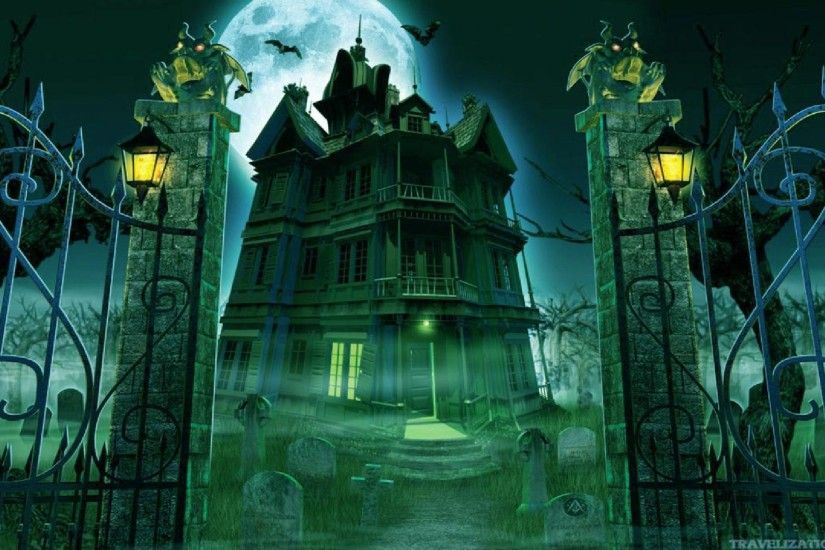 ... Halloween Haunted House Wallpaper (06) ...