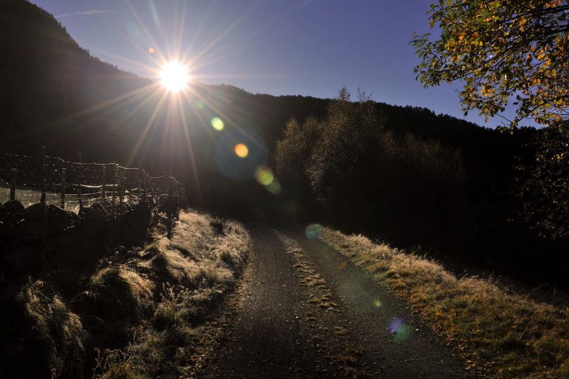 Sunny path through the mountains wallpaper 2560x1600 jpg