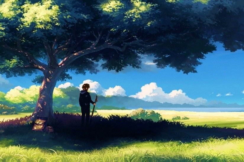 1920x1080 Anime, Scenery, Boy Under Tree, Anime Scenery Wallpapers .