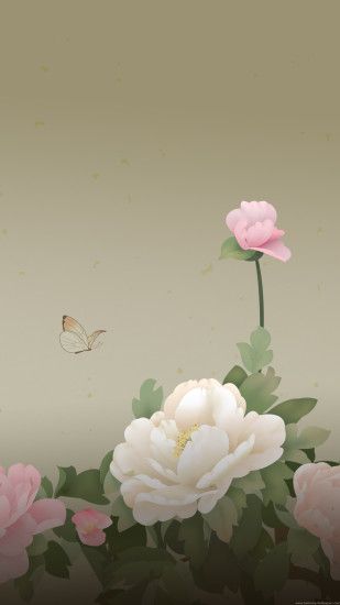 Peony Flowers Butterfly iPhone 6 Plus HD Wallpaper ...