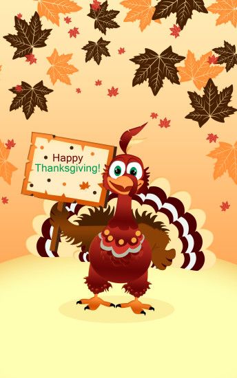 Turkey holding up a Happy Thanksgiving sign Wallpaper