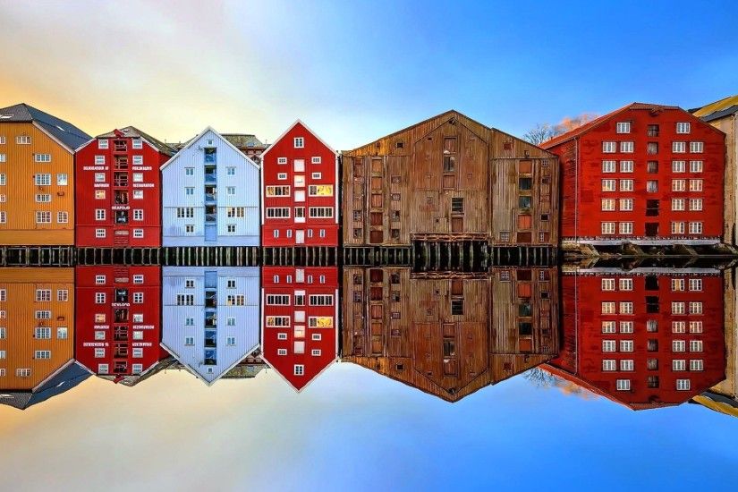 Trondheim House Reflection Norway