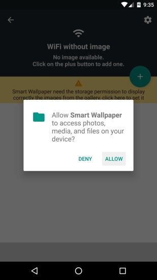 ... to give Smart Wallpaper permission to access your photos. So tap the  yellow bar near the top of the screen, then press "Allow" on the subsequent  popup.