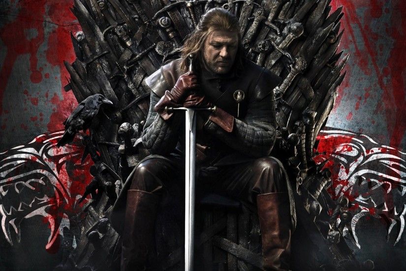 Ned Stark on Iron Throne Wallpaper