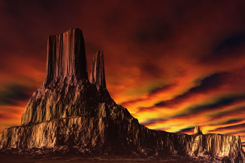 Landscape desktop background of a sunset behind the arizona mountains. Sci  fi landscape background for use as your computer's desktop wallpaper.
