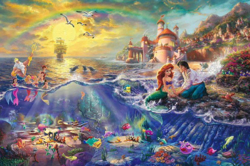 the-little-mermaid-wallpaper-thomas-kinkade-painting-walt-