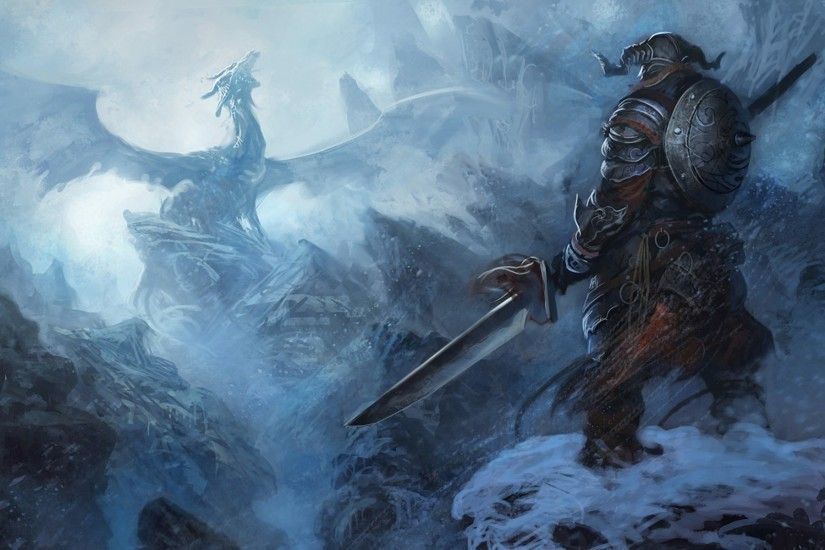 Artwork Dragonborn Dragons Fantasy Art Ice Mountain The Elder Scrolls V  Skyrim Video Games