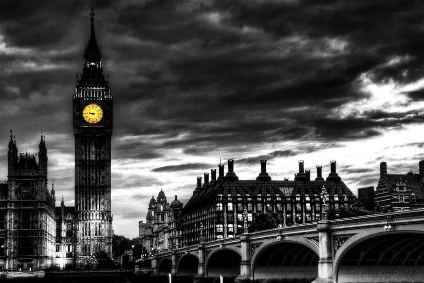 London Big Ben Black and White HD Wallpaper