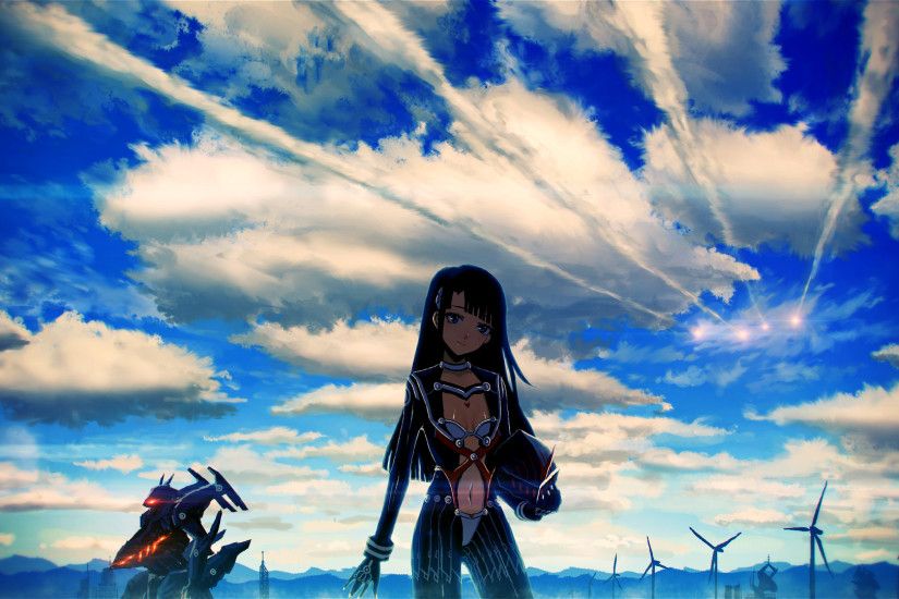 anime, Anime Girls, Original Characters, Mech, Clouds, Sky Wallpapers HD /  Desktop and Mobile Backgrounds