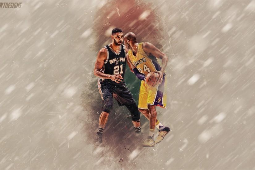 Kobe Bryant and Tim Duncan One Last Time 2880x1800 Wallpaper