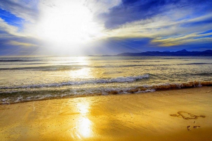 Footprints Tag - SUNSHINE Horizon Footprints Sunset Ocean Sand Waves  Mountains Heart Sun Splashes Beach Love
