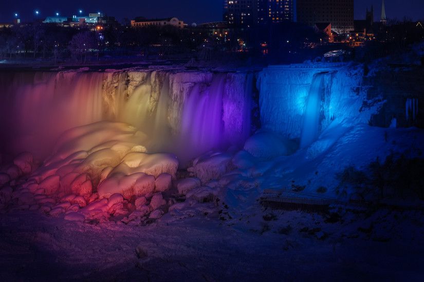Image for Niagara Falls at night and almost frozen – freeinternetwallpapers