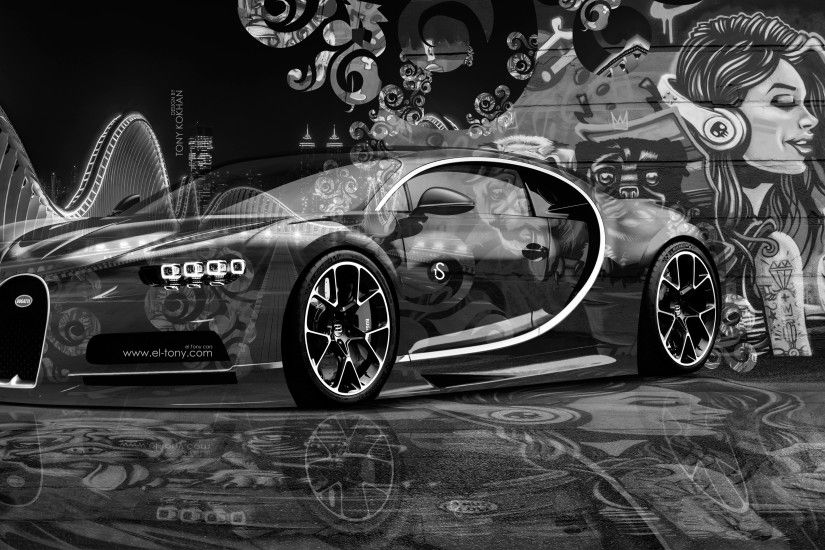 Bugatti Chiron Super Crystal City Graffiti Girl Dogs Street Art Car 2016  Wallpapers 4K