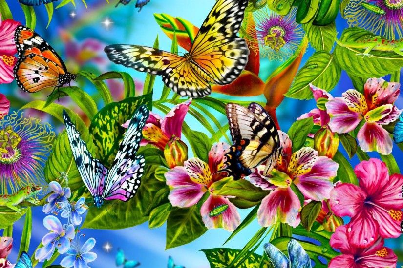 Butterflies and flowers Hd wallpaper