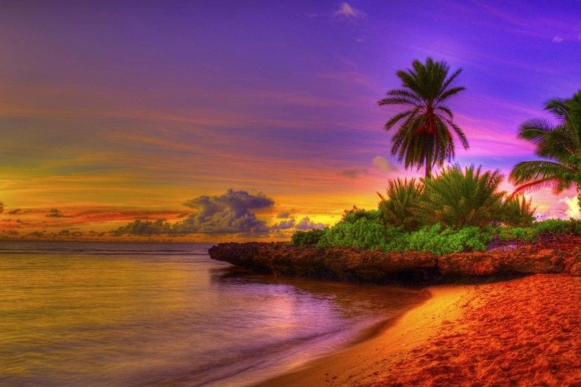 Tropical Beach Sunrise Background 1 HD Wallpapers
