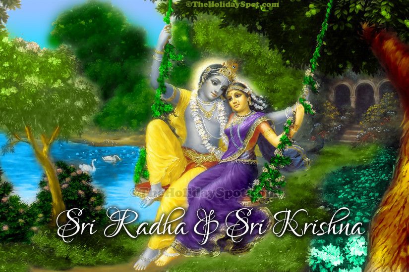 High Difination Janmashtami wallpapers featuring Lord Krishna and Radha.