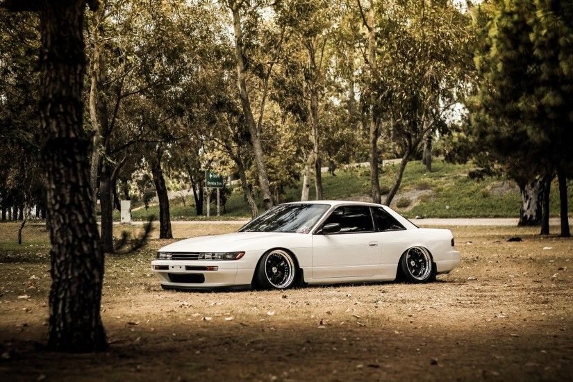 forest cars tuning white cars tuned Nissan Silvia S13 stance jdm wallpaper