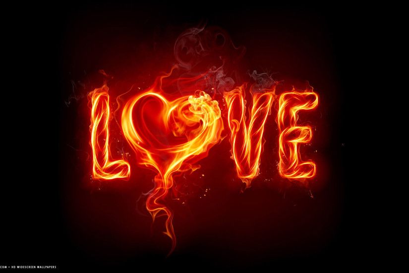 love word burning heart hot hd widescreen wallpaper